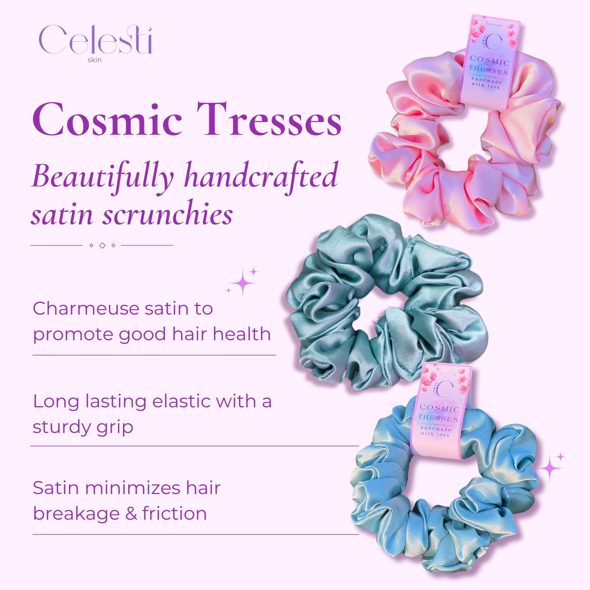 Cosmic Tresses Scrunchies - Pack of 3